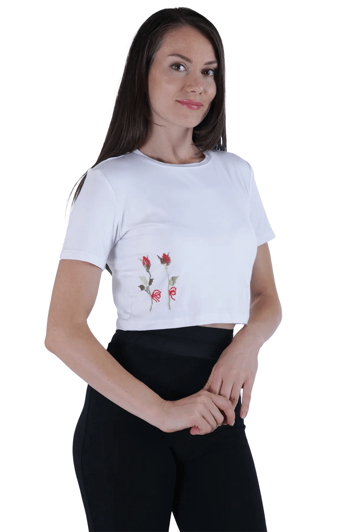 white embroidered crop top (Medium)