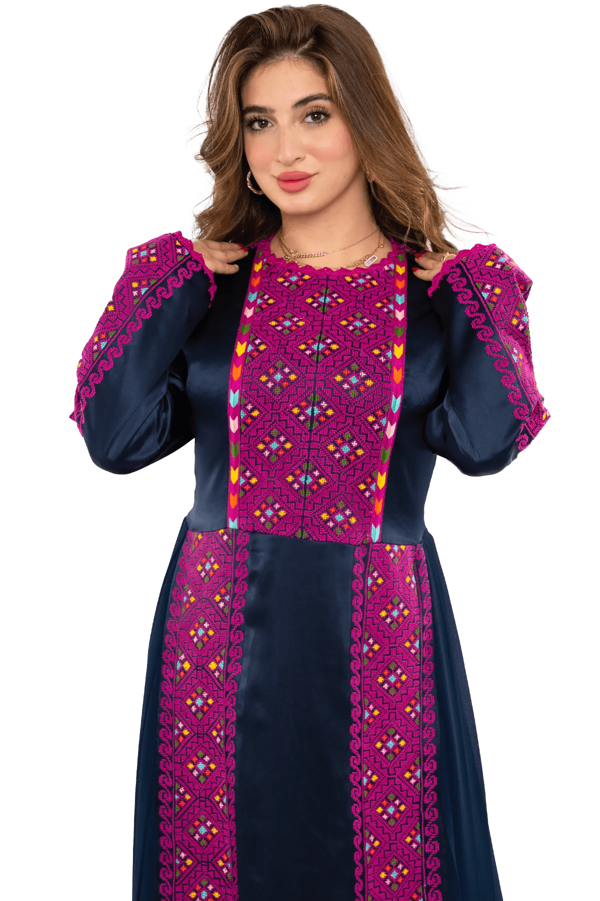 Hand-embroidered Satin Thoub