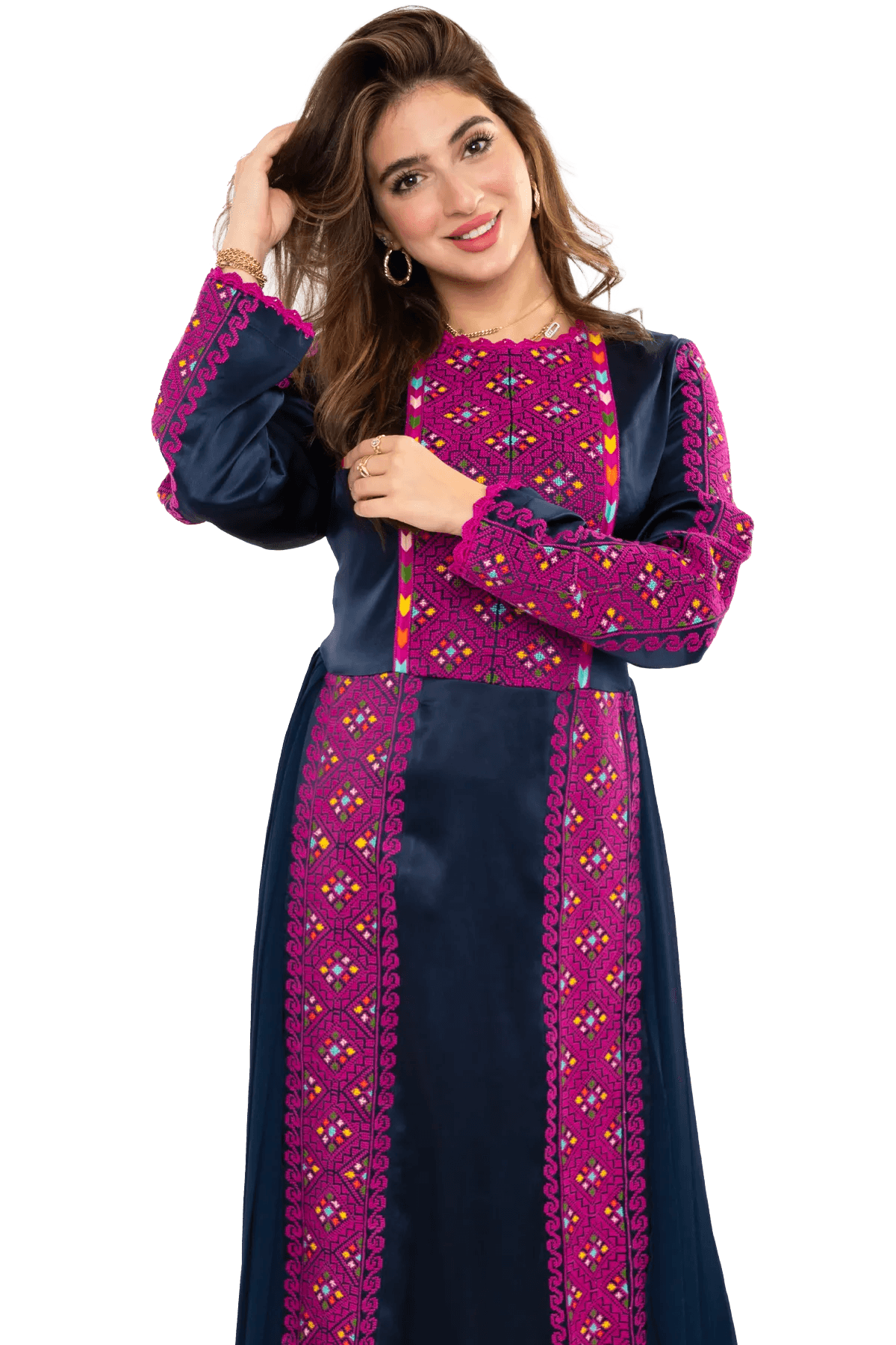 Hand-embroidered Satin Thoub