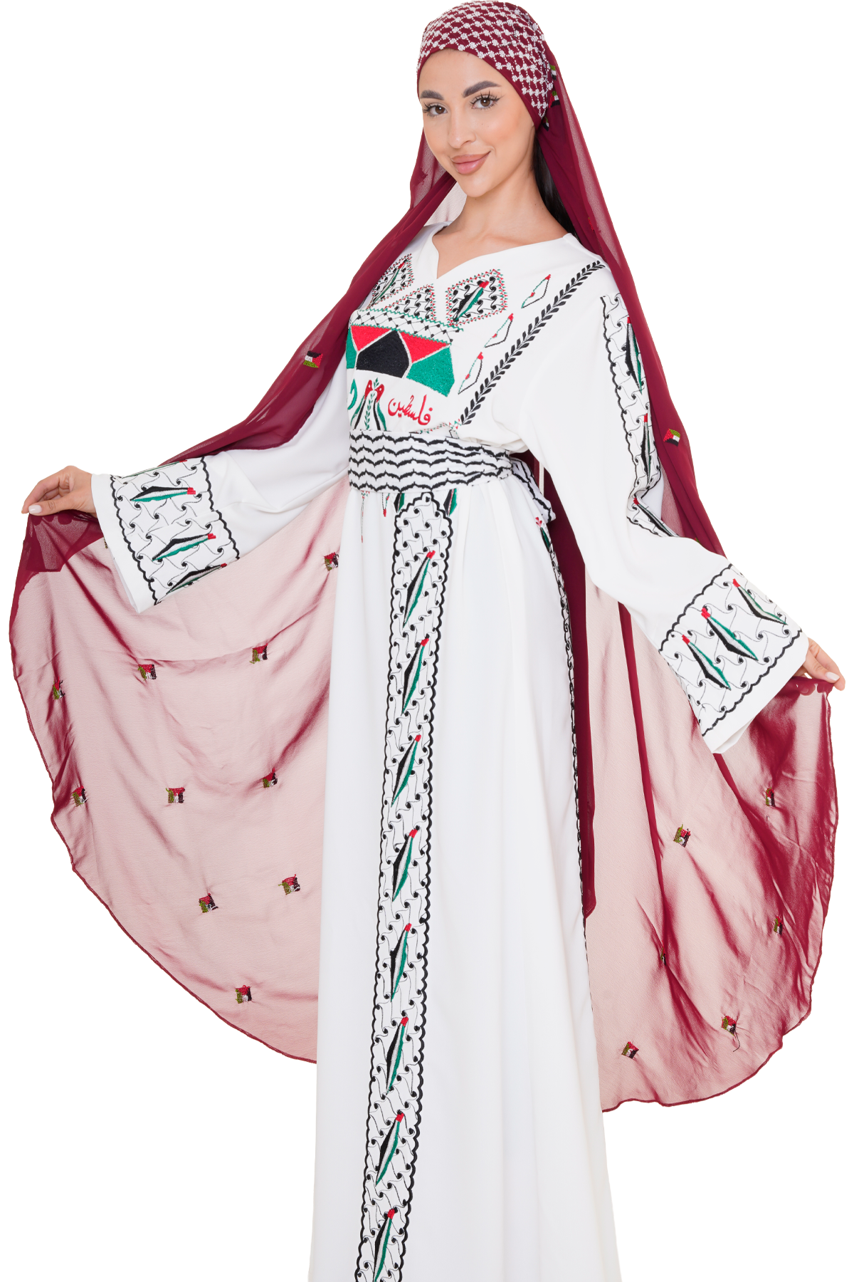 Palestinian Hand-Embroidered Shawl