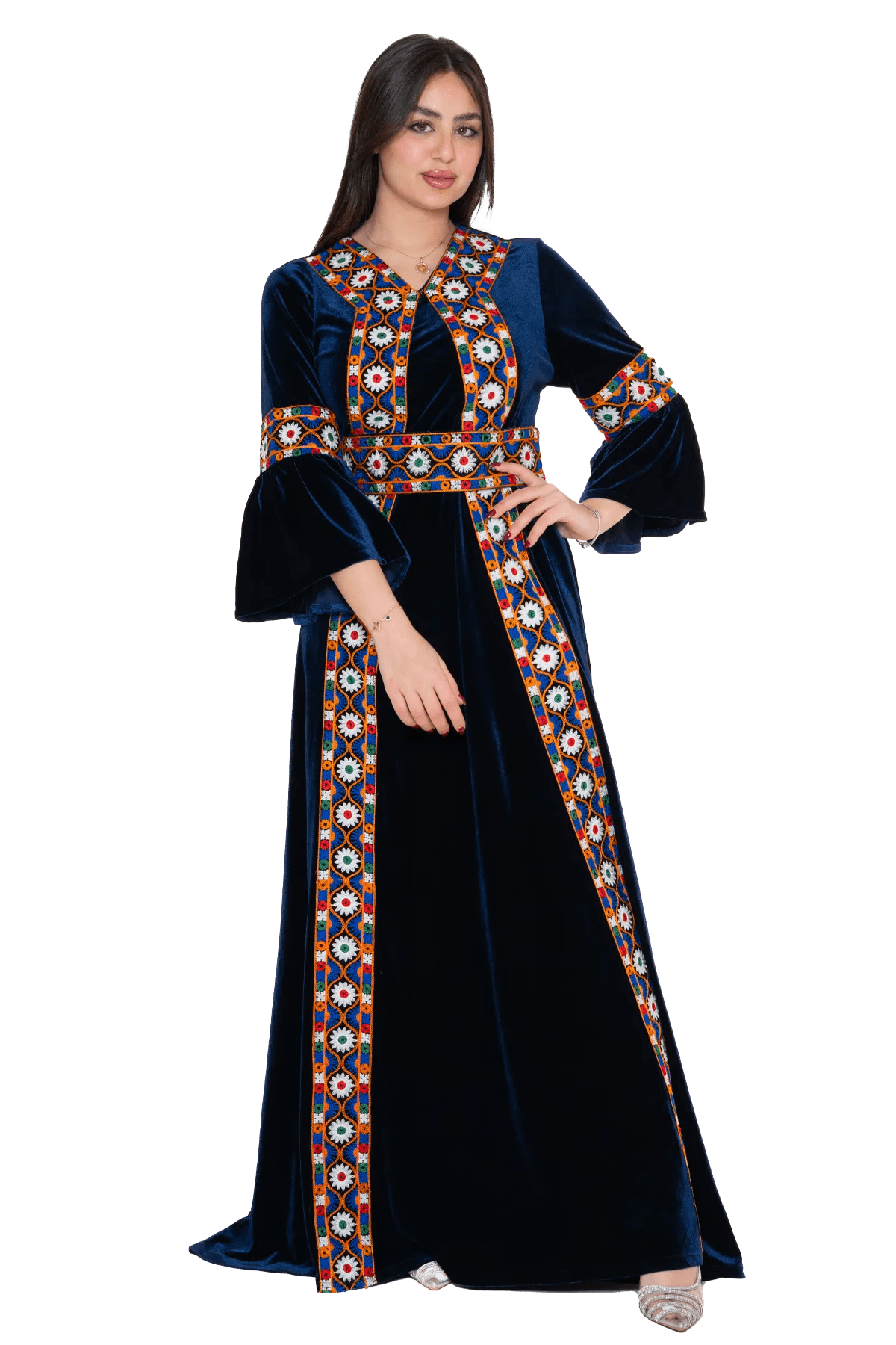 Velvet Machine-embroidered dress