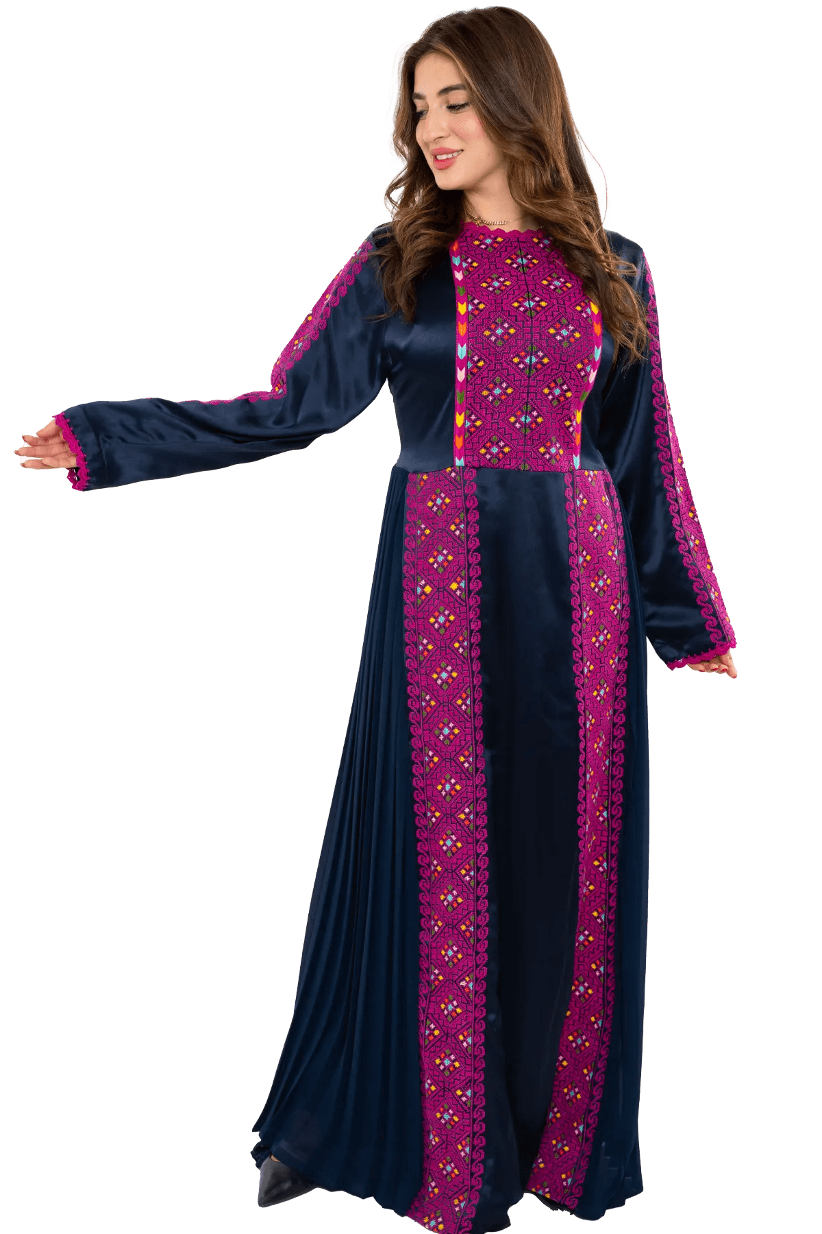 Hand-embroidered Satin Thoub