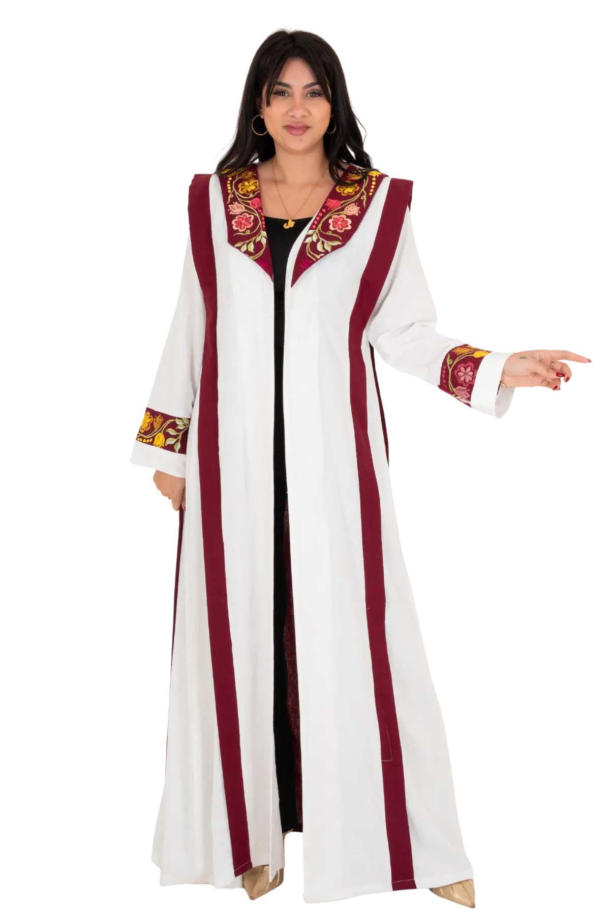Tara-embroidered Linen Abaya