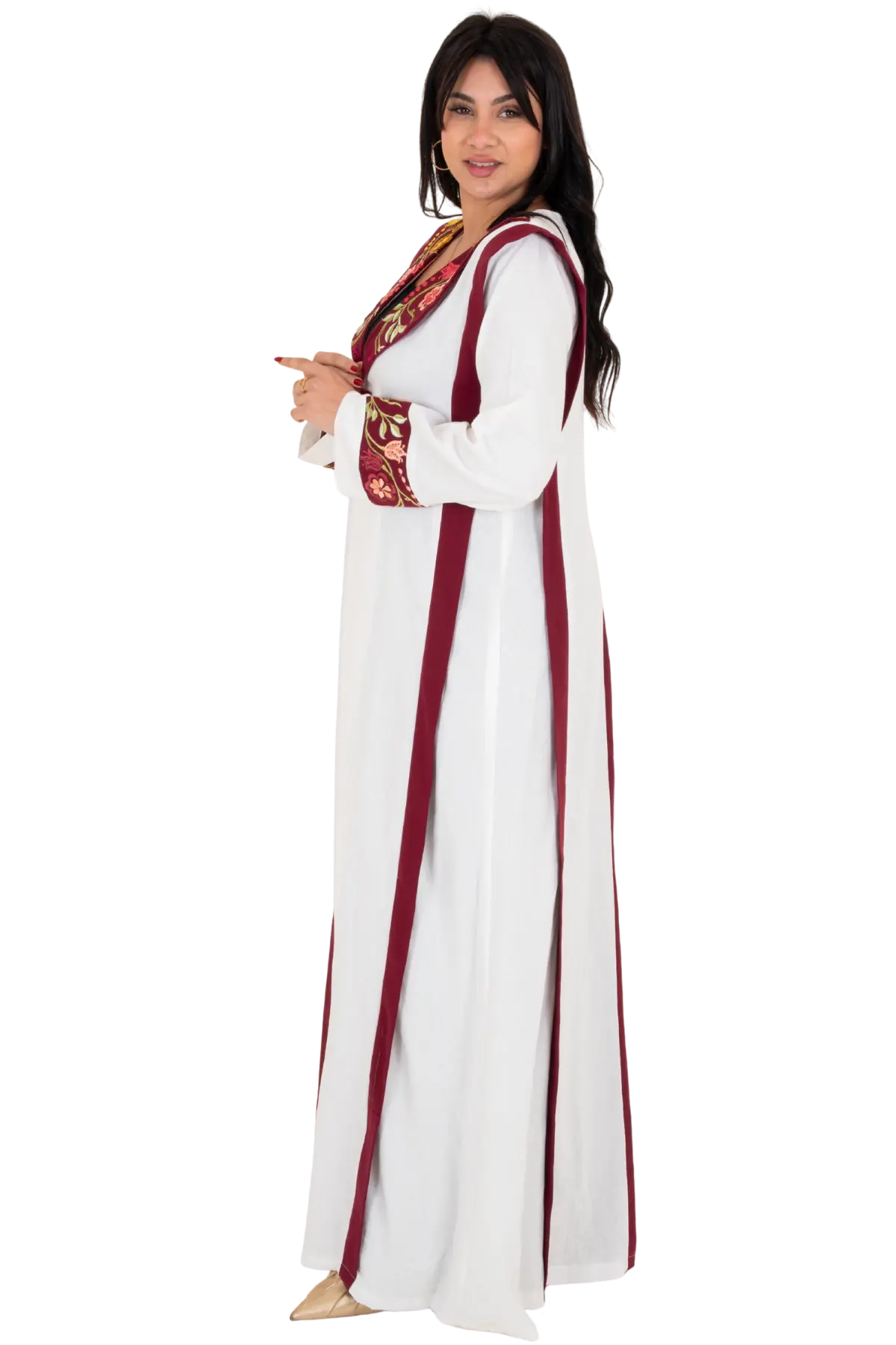 Tara-embroidered Linen Abaya