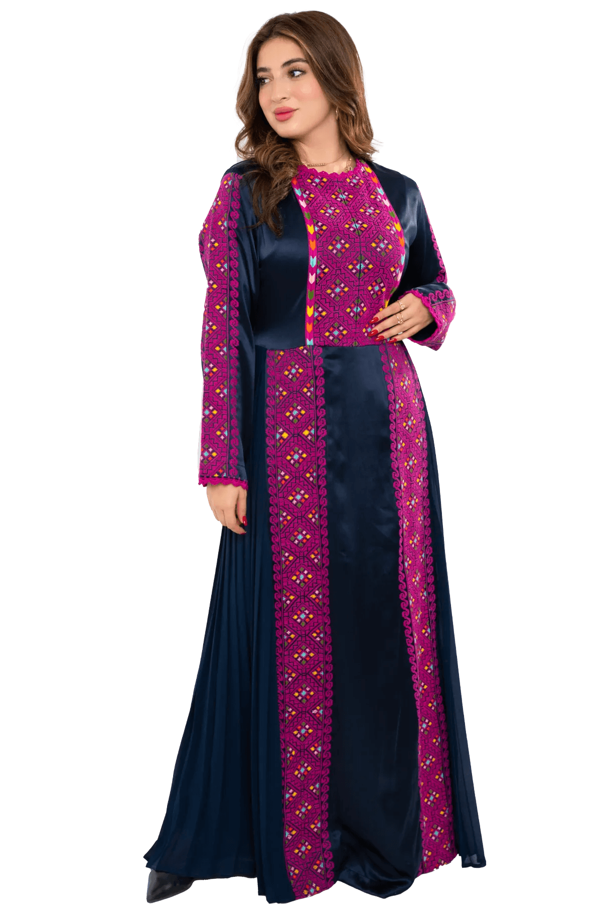 Hand-embroidered Satin Thoub