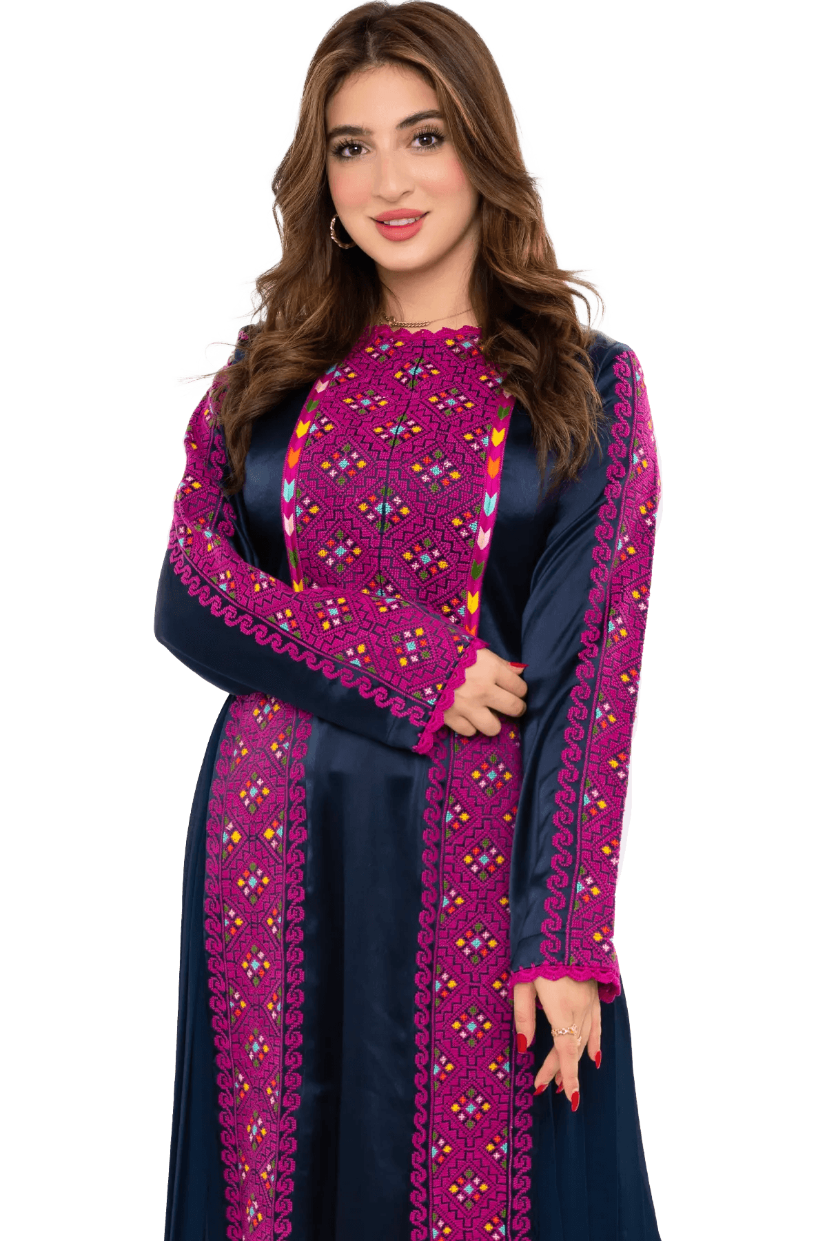 Hand-embroidered Satin Thoub