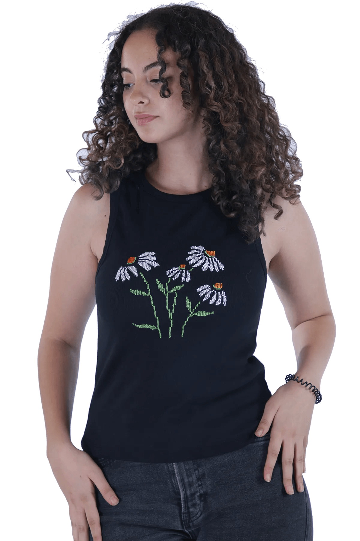 Black embroidered tank top (2X-Large)