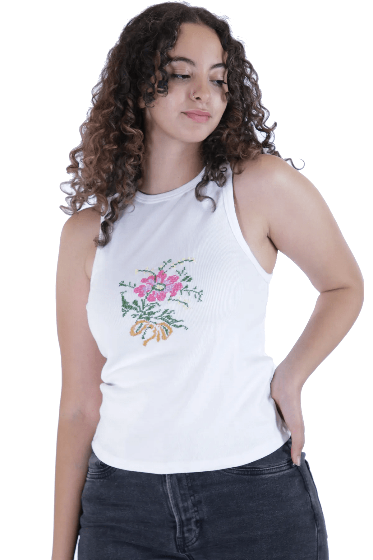 White embroidered tank top (2X-Large)