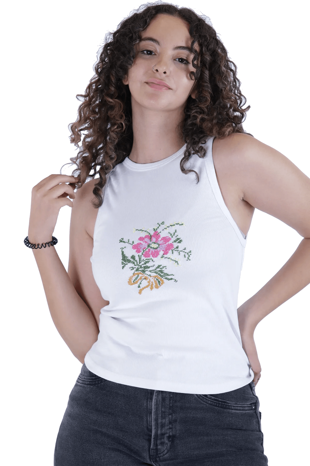White embroidered tank top (2X-Large)