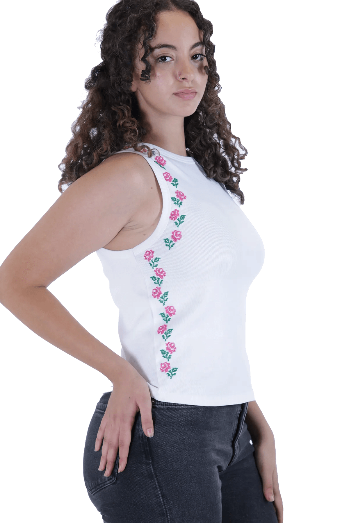 White embroidered tank top (2X-Large)