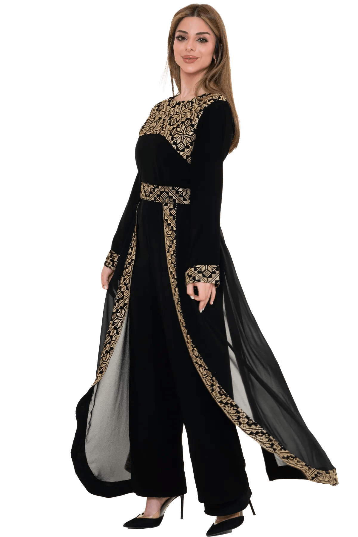 Machine-stitched black Jumpsuit (%)