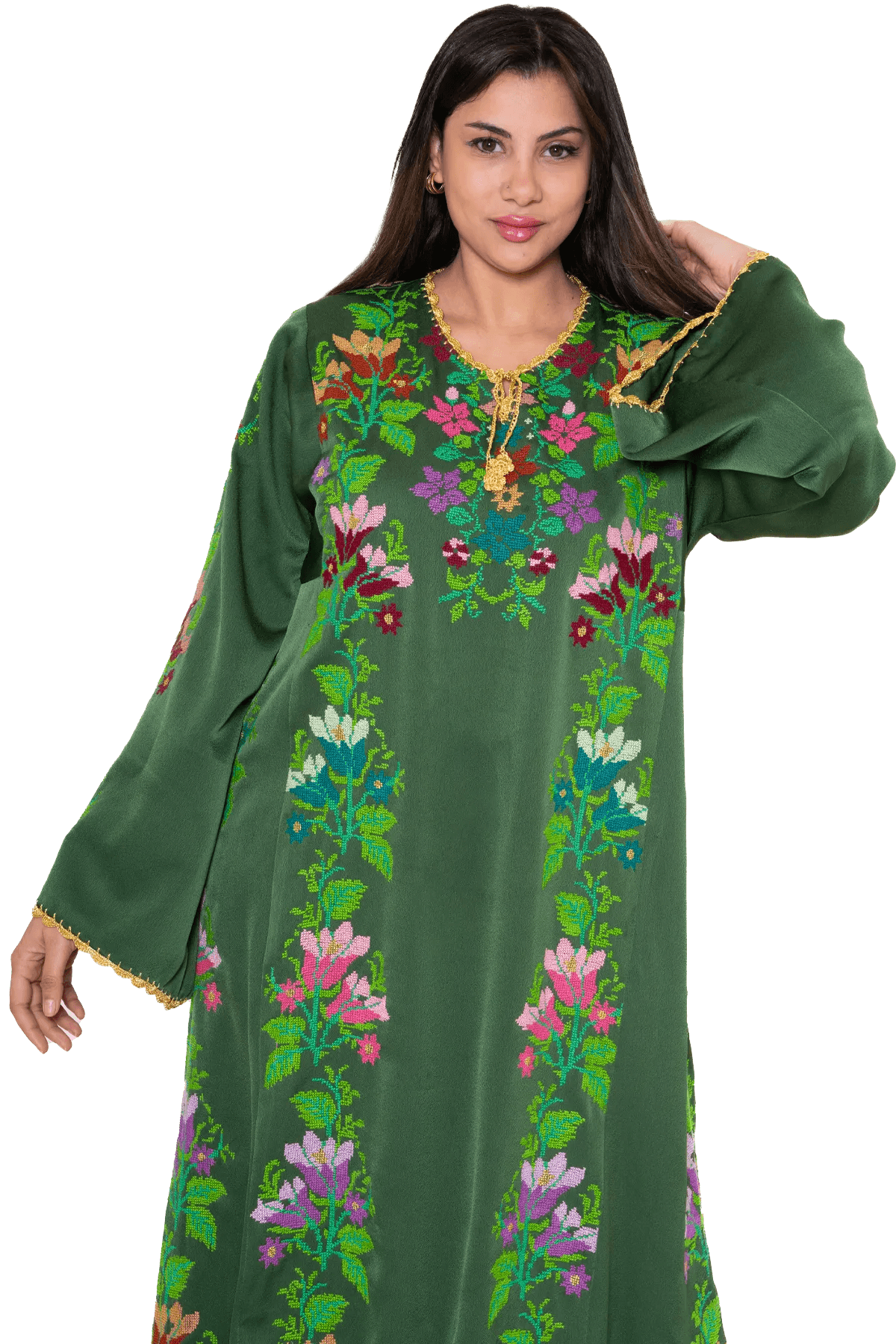 Hand-embroidered Green Thoub