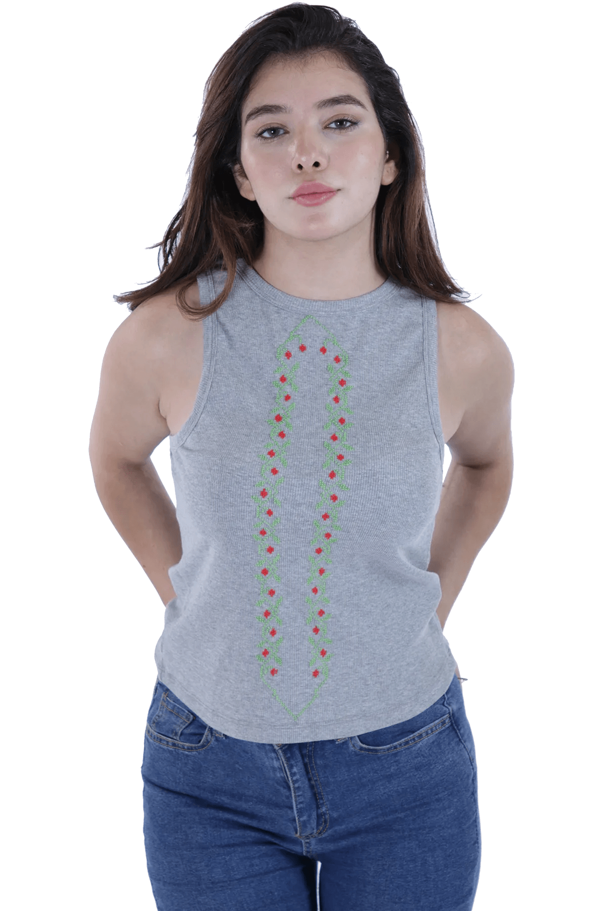 Grey embroidered tank top (X-Large)
