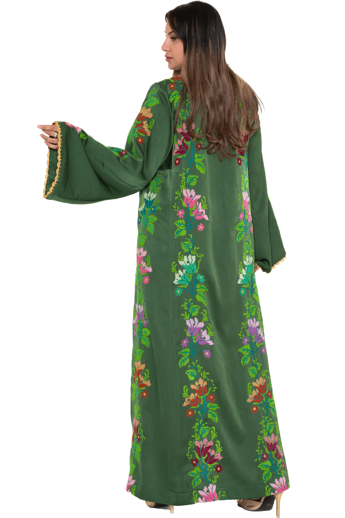 Hand-embroidered Green Thoub