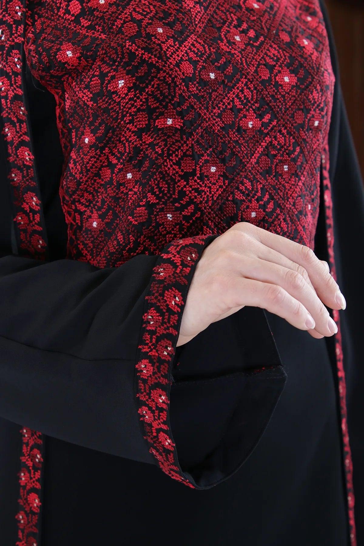 Red Hand-Embroidered Thoub (Two pieces)
