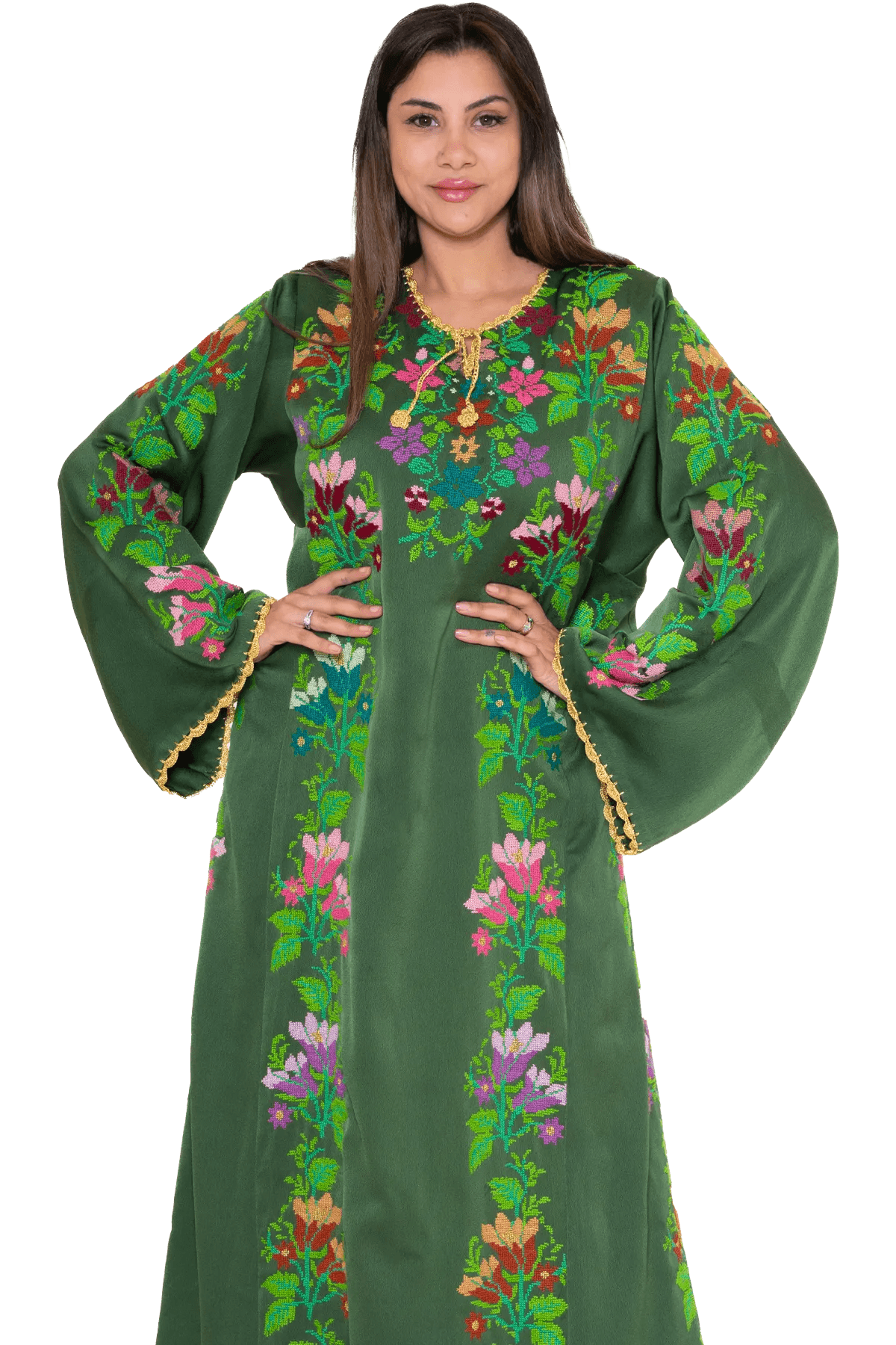 Hand-embroidered Green Thoub