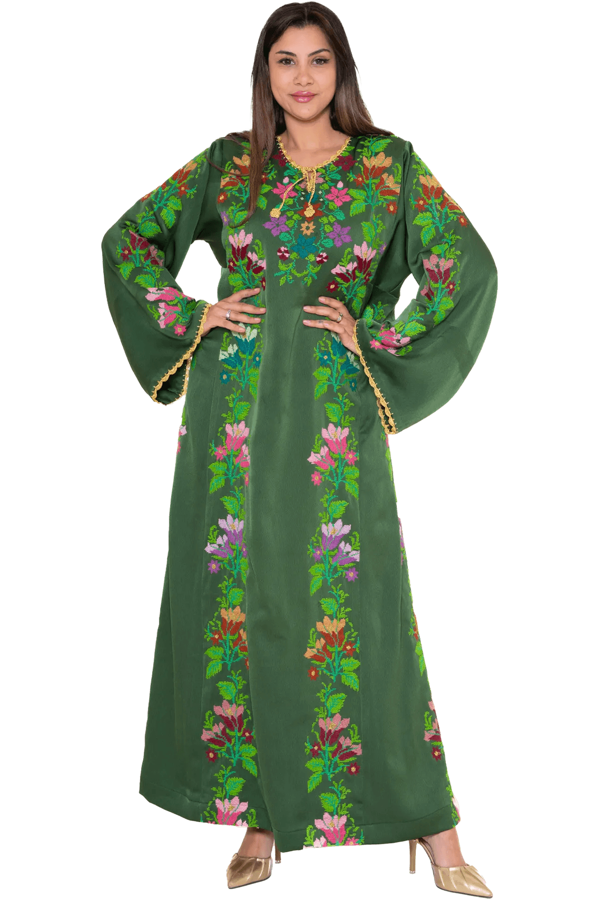 Hand-embroidered Green Thoub