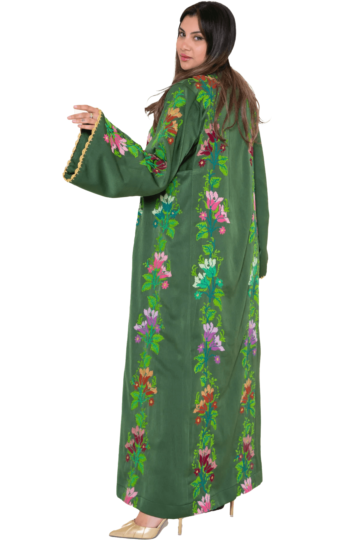 Hand-embroidered Green Thoub