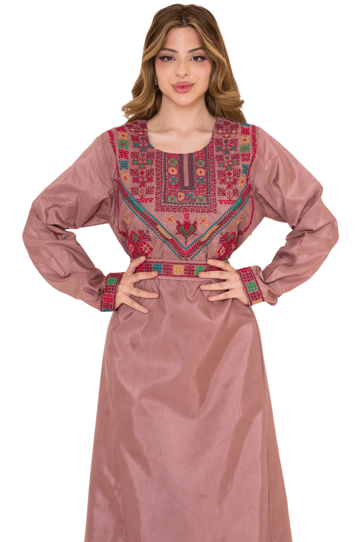 Hand-stitched pink Tafta Thoub