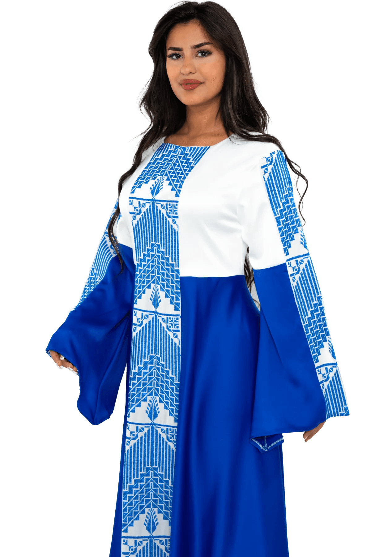 White & Blue Satin dress