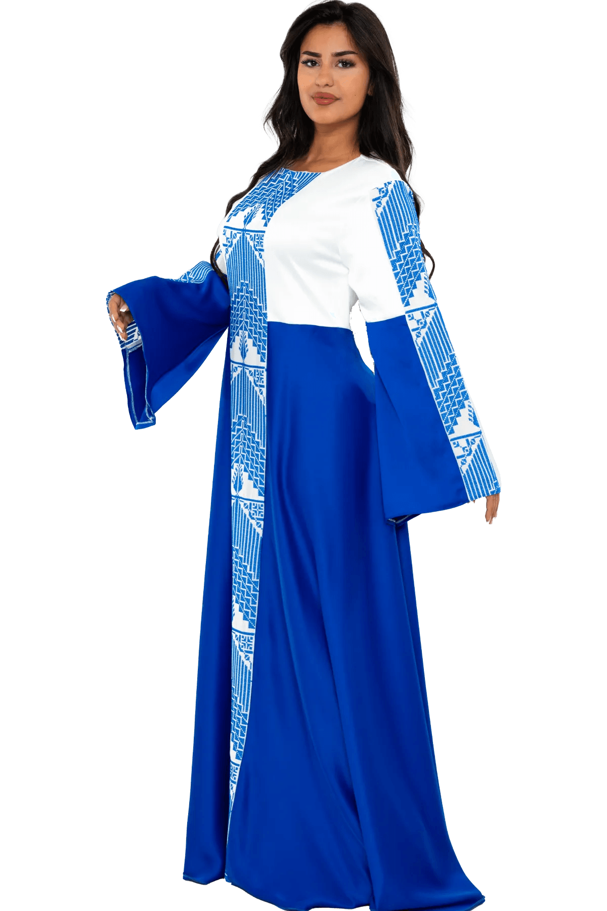 White & Blue Satin dress