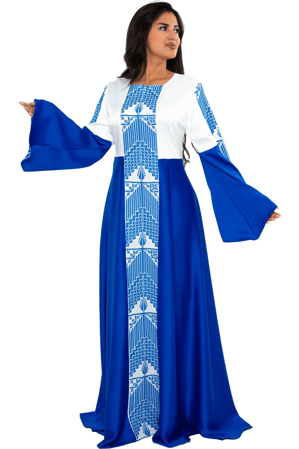 White & Blue Satin dress