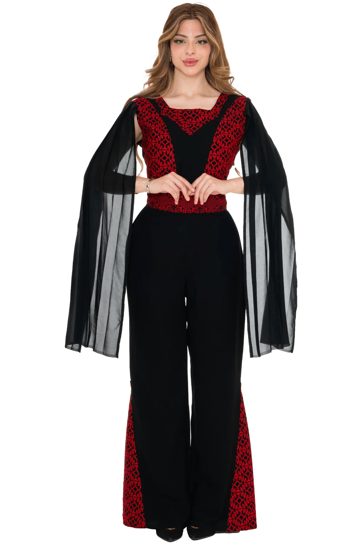 Machine-stitched black Jumpsuit (%)