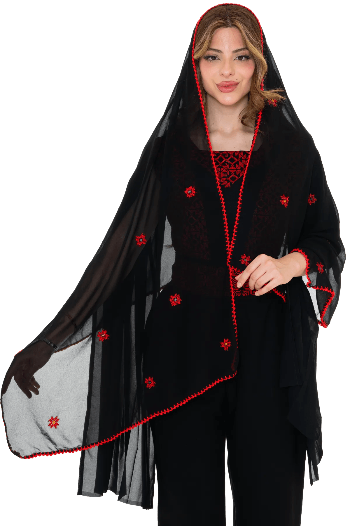 Hand-stitched head shawl