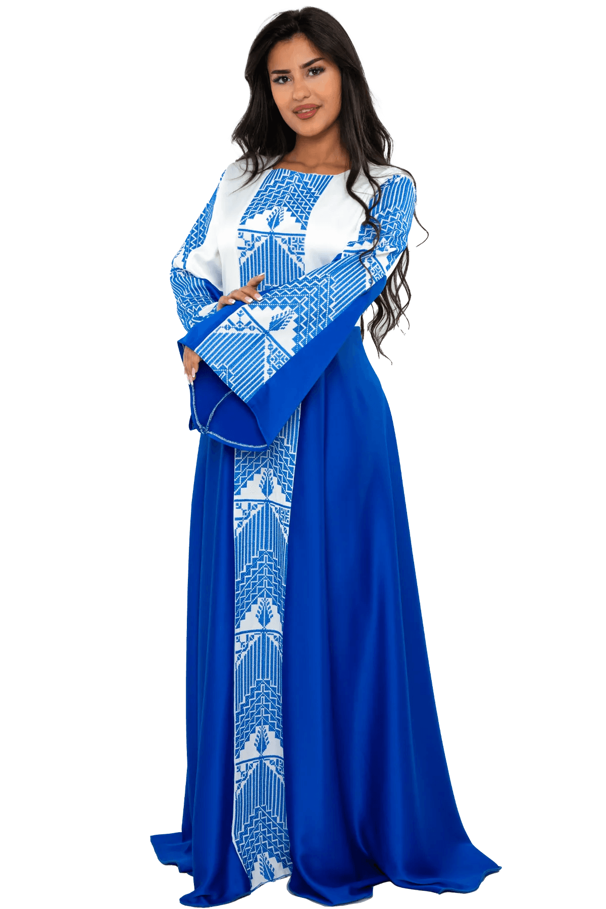 White & Blue Satin dress