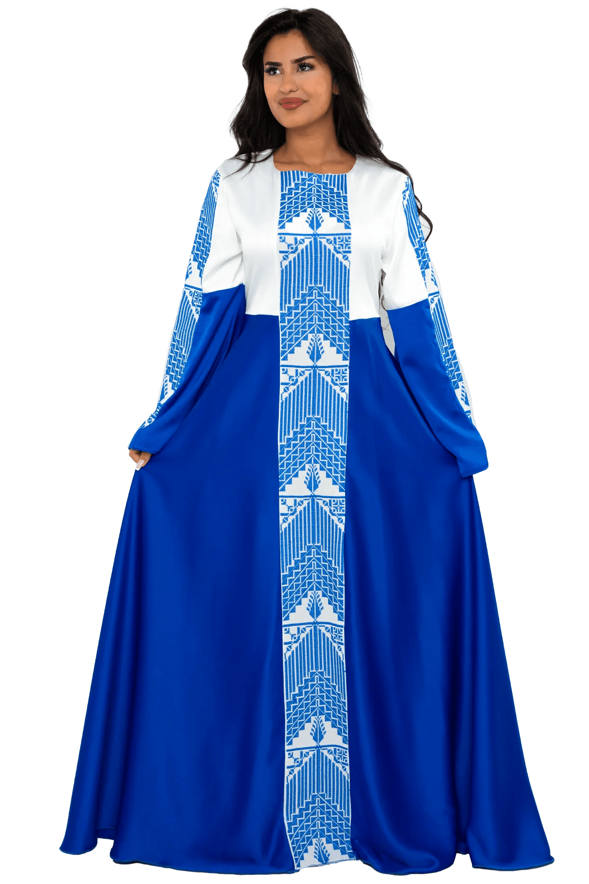 White & Blue Satin dress