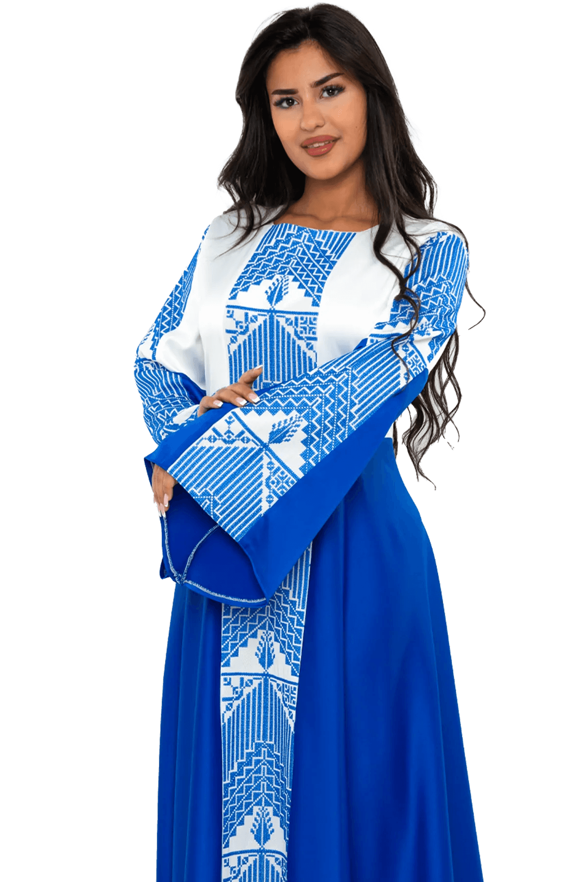 White & Blue Satin dress
