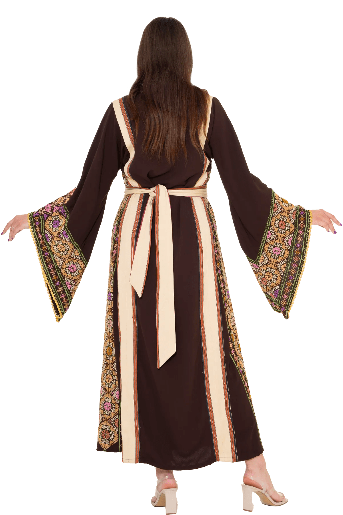 Hand-stitched brown Thoub with Saya