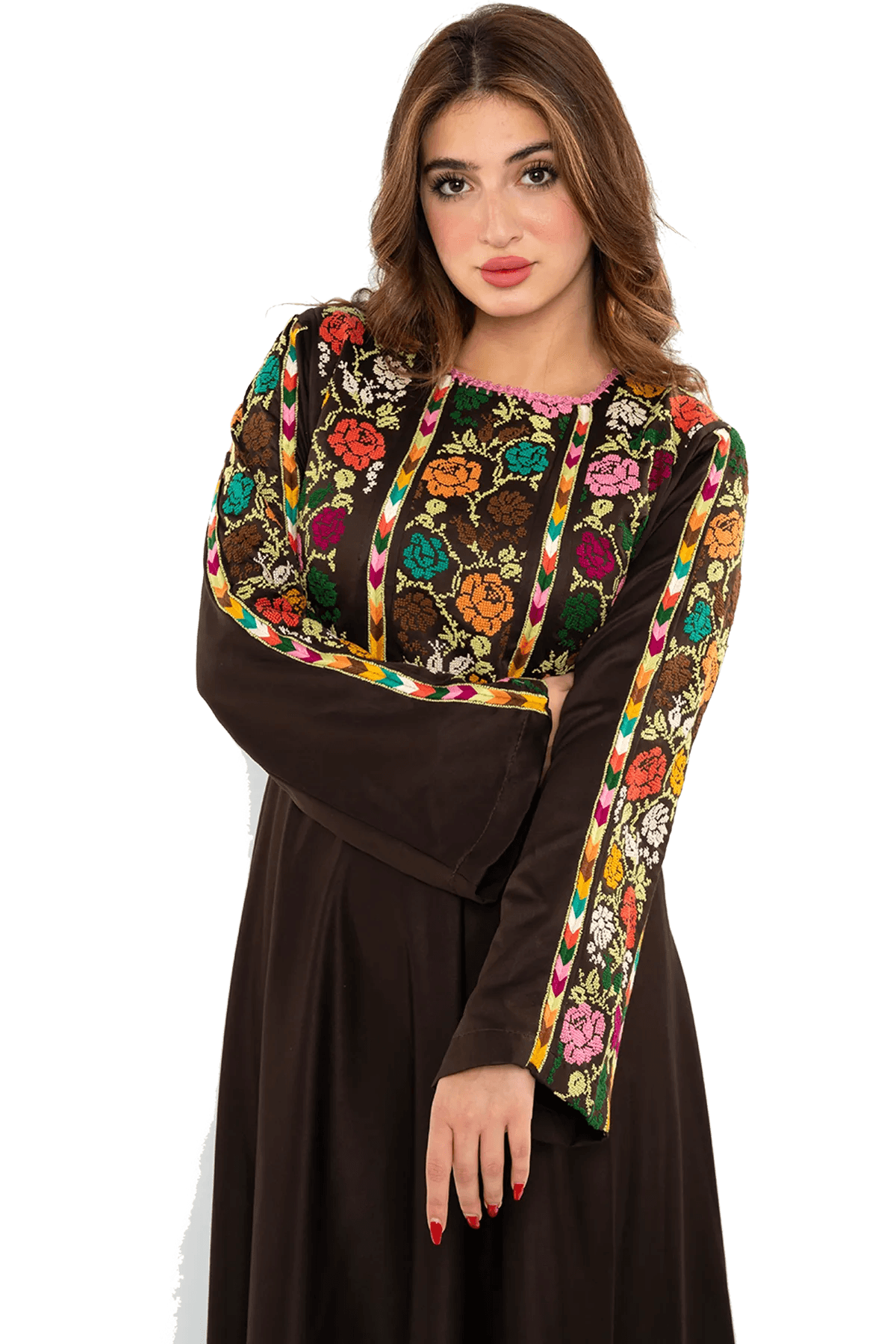 Hand-embroidered roses Thoub