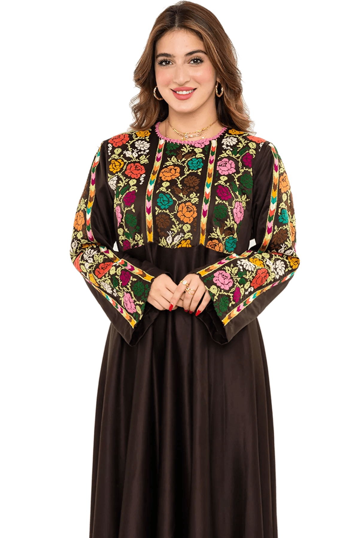 Hand-embroidered roses Thoub