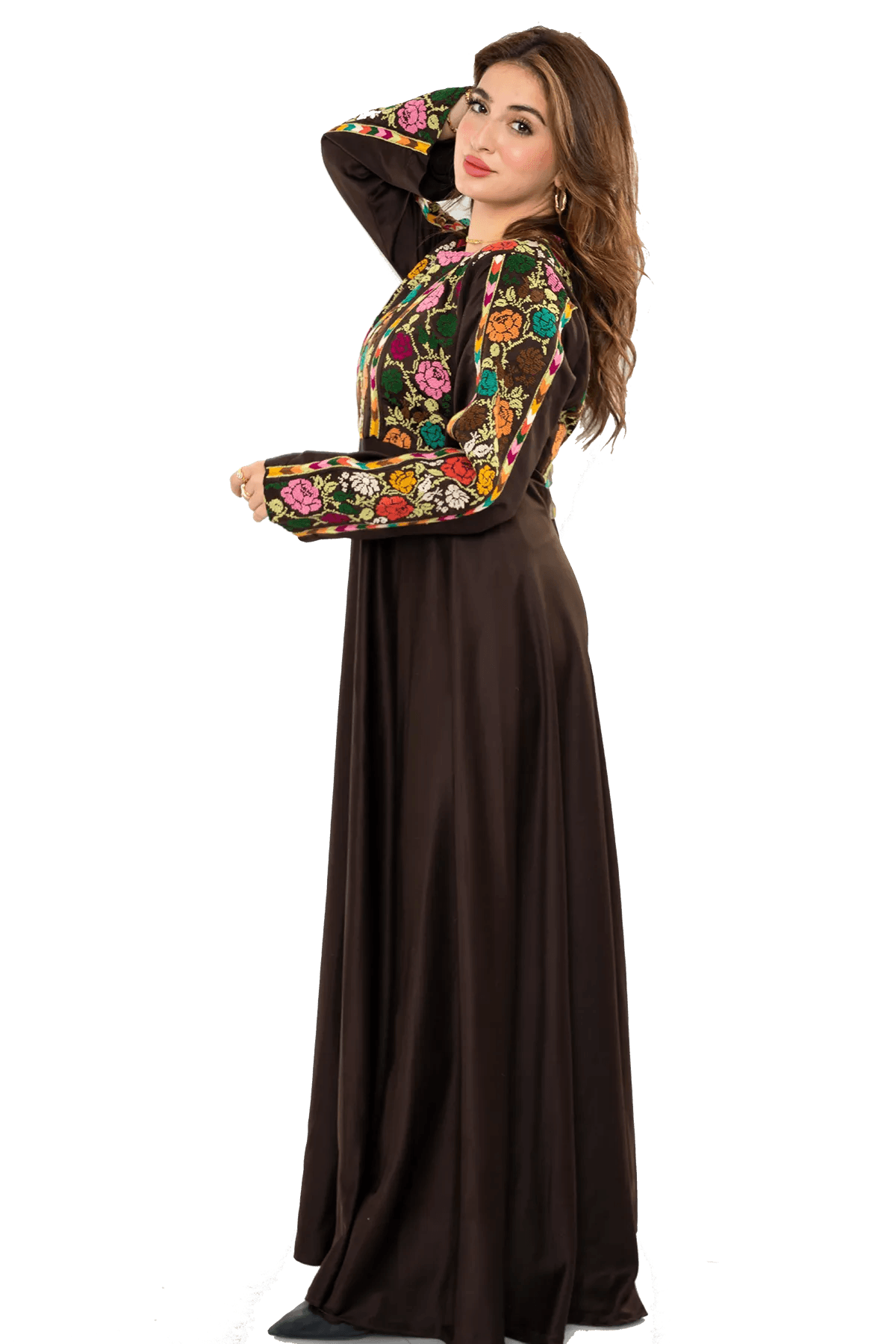 Hand-embroidered roses Thoub