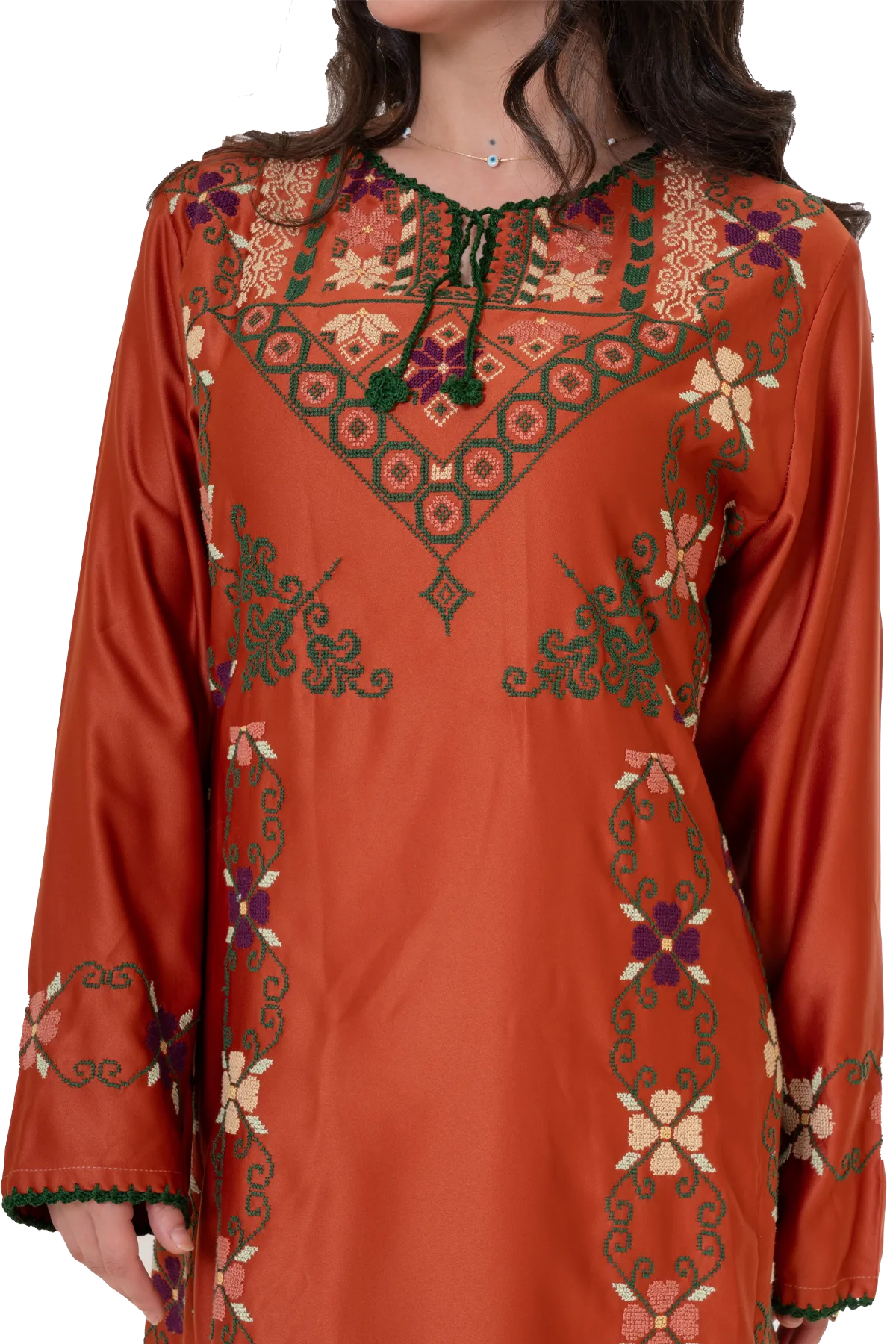 Hand-stitched red Thoub