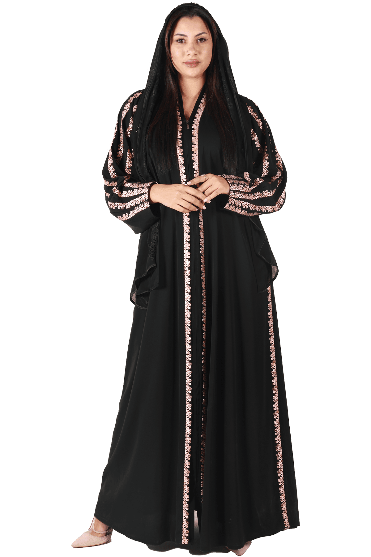Embroidered line Abaya - Tatreez Store