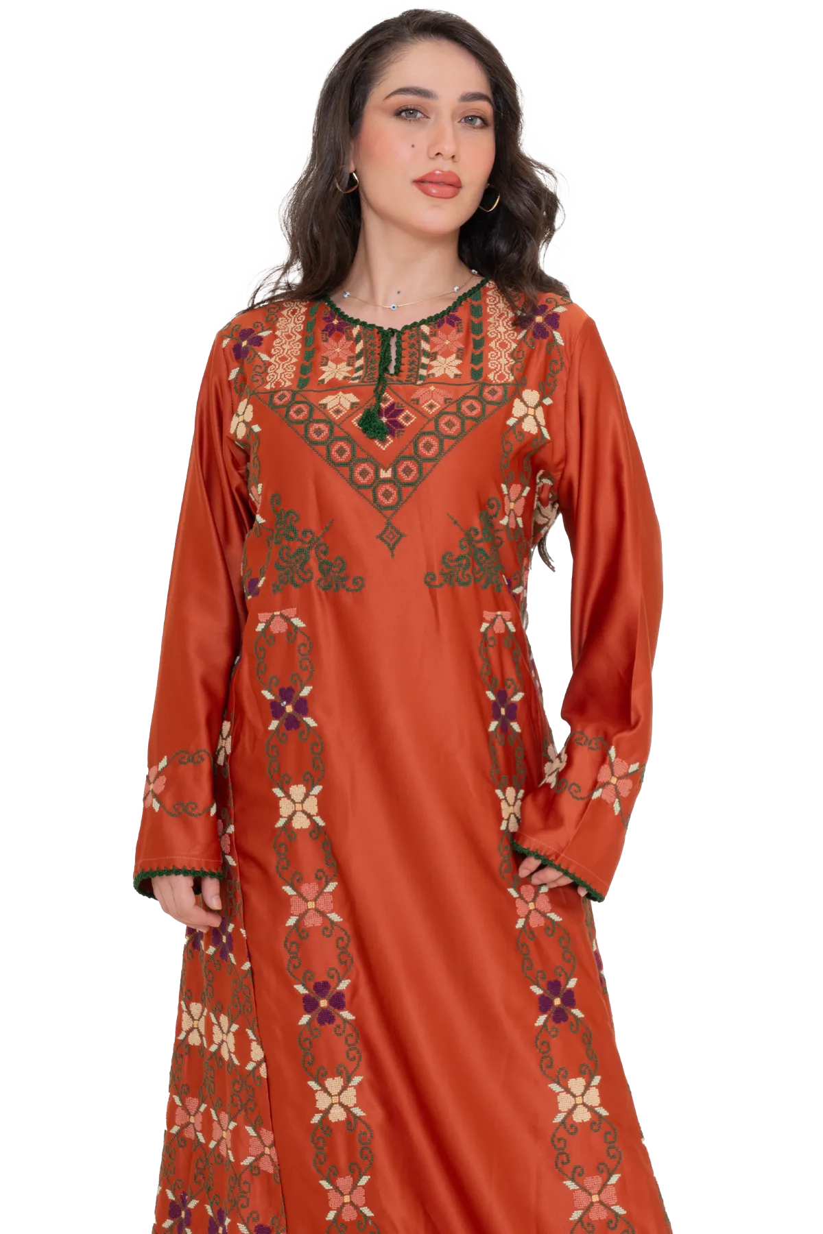 Hand-stitched red Thoub