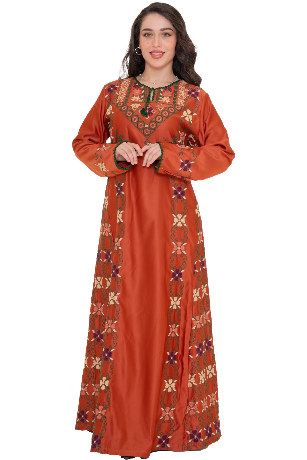 Hand-stitched red Thoub
