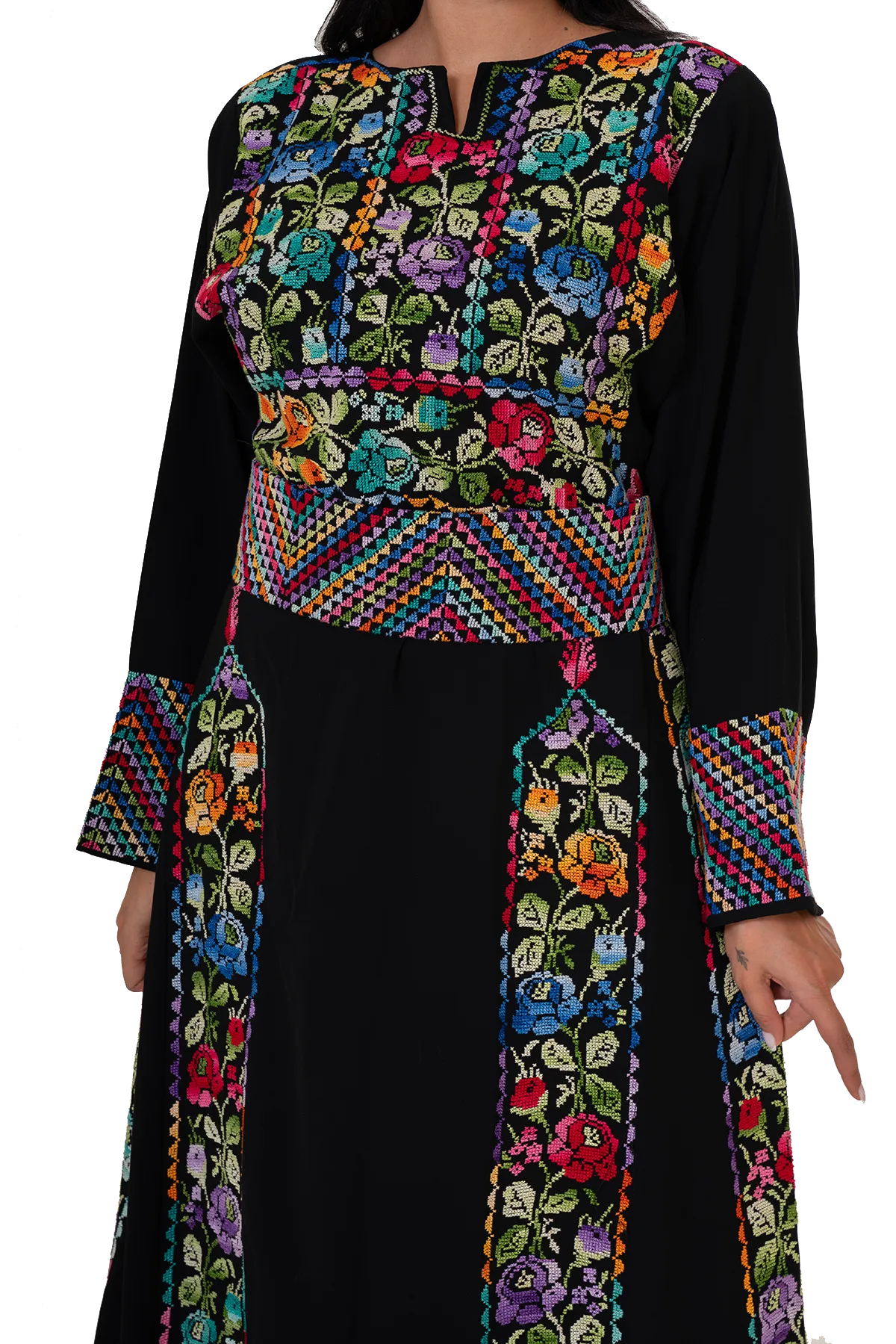 Hand-stitched Multi-color Roses Thoub