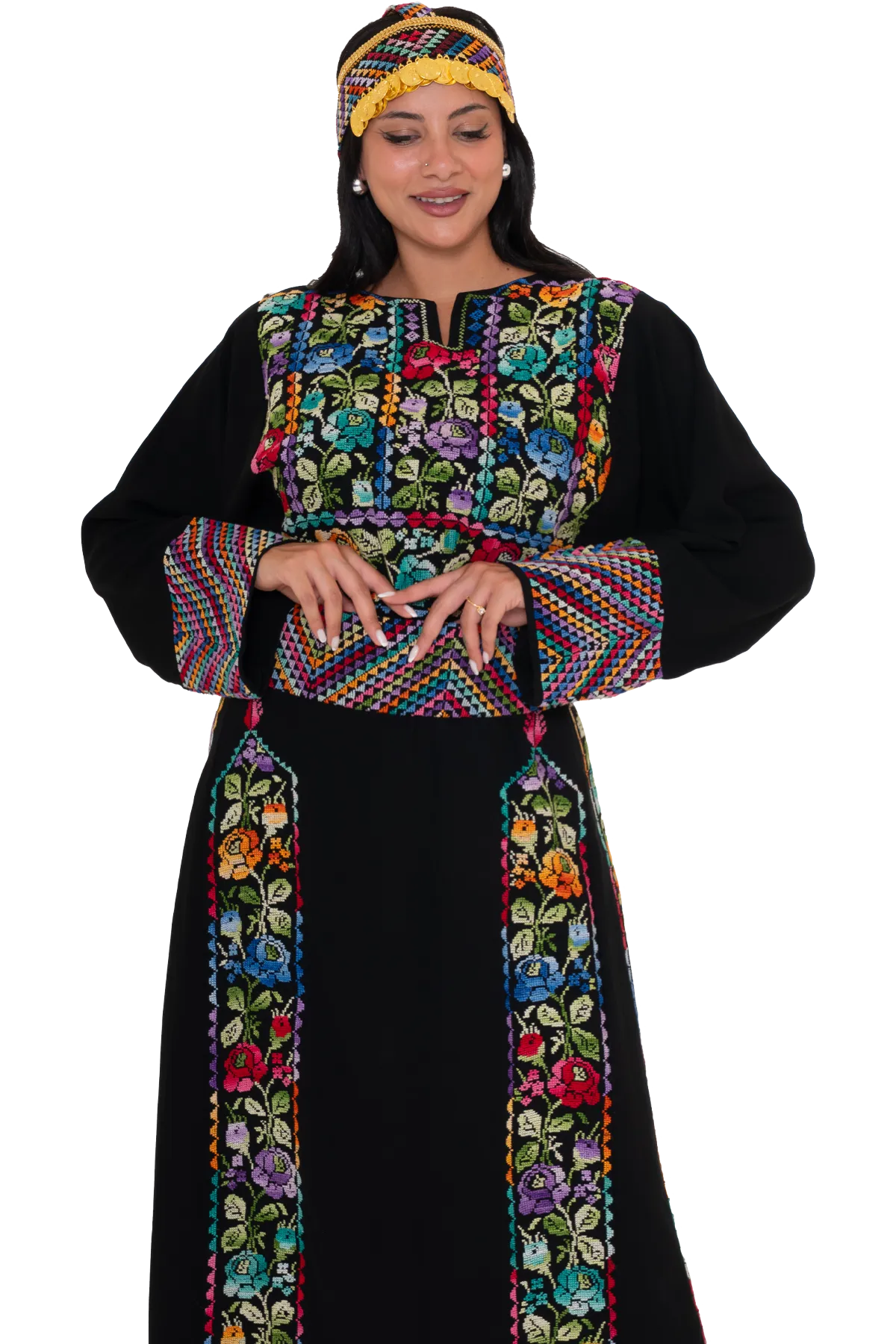 Hand-stitched Multi-color Roses Thoub