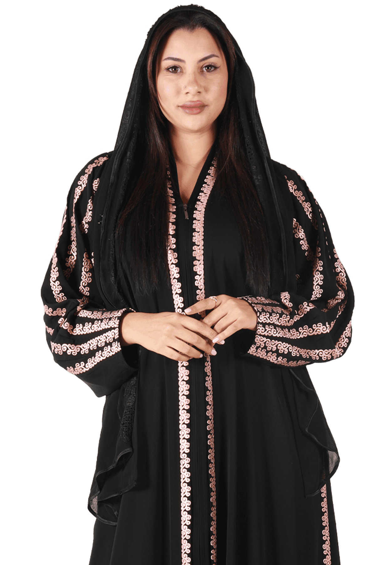 Embroidered line Abaya - Tatreez Store