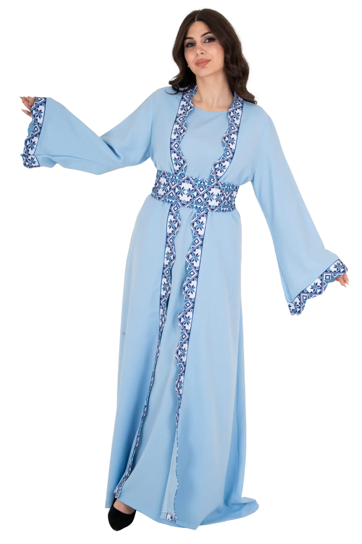 Machine stitched Bisht 2pcs