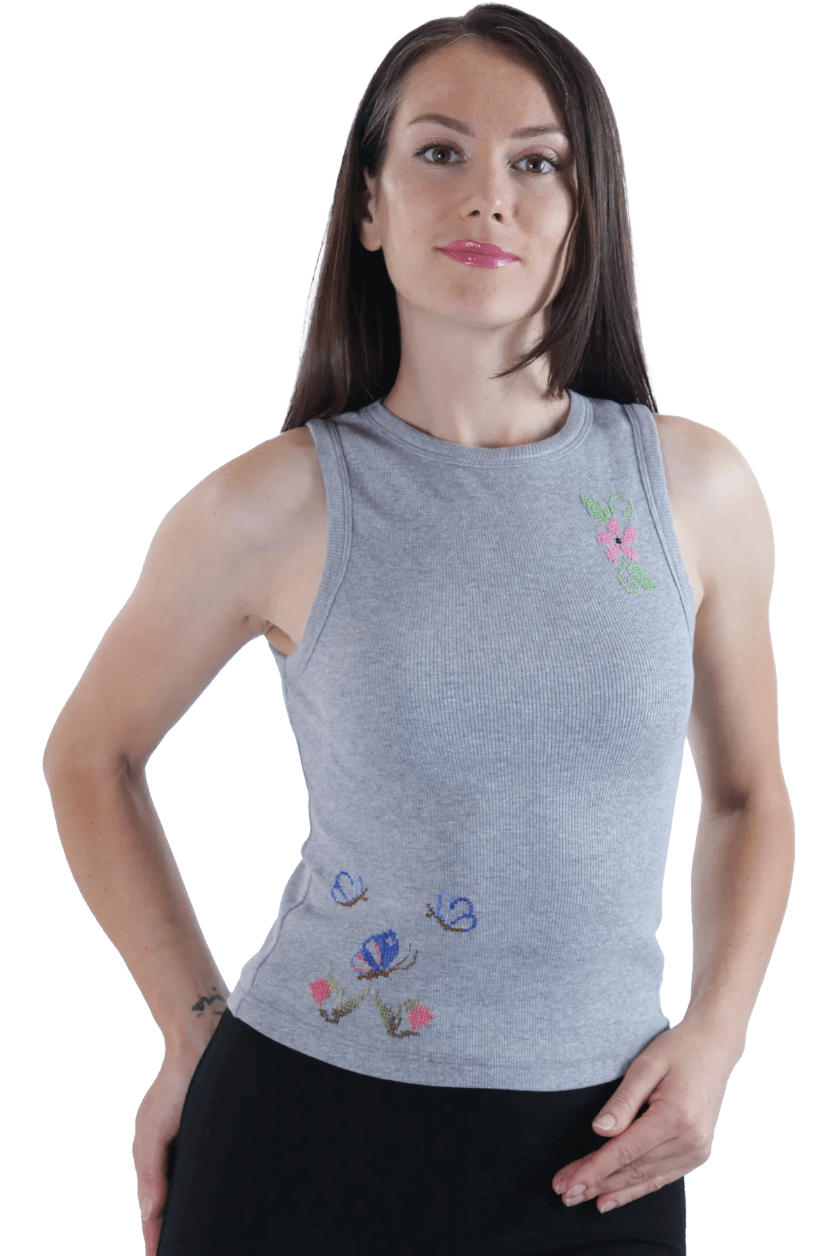 Grey embroidered tank top (Medium)