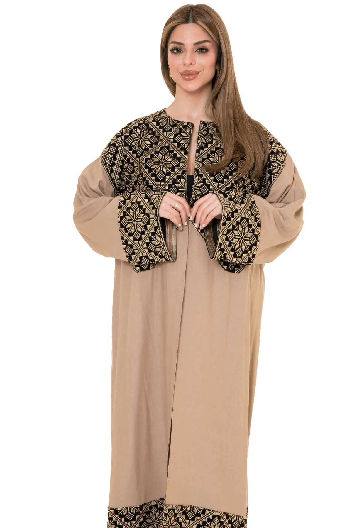 Machine embroidered Bisht