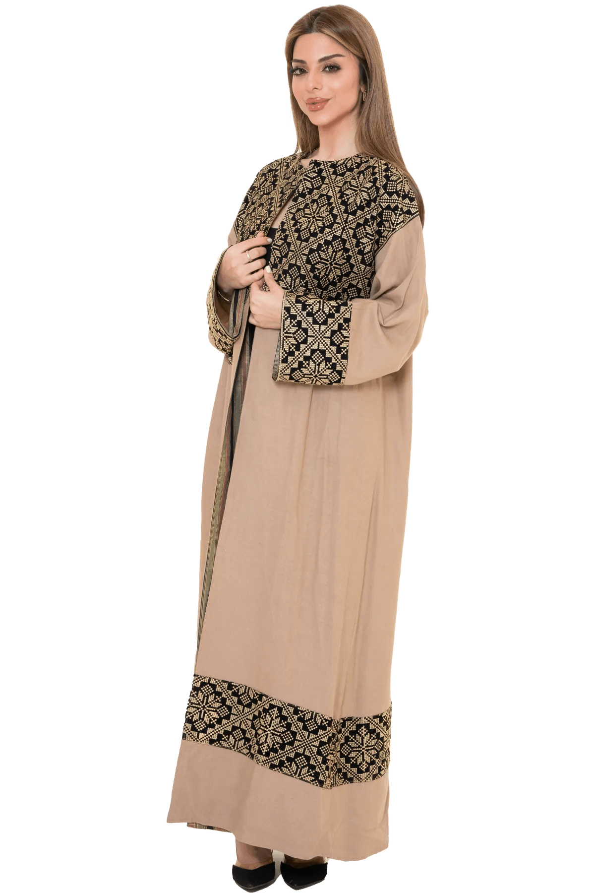 Machine embroidered Bisht