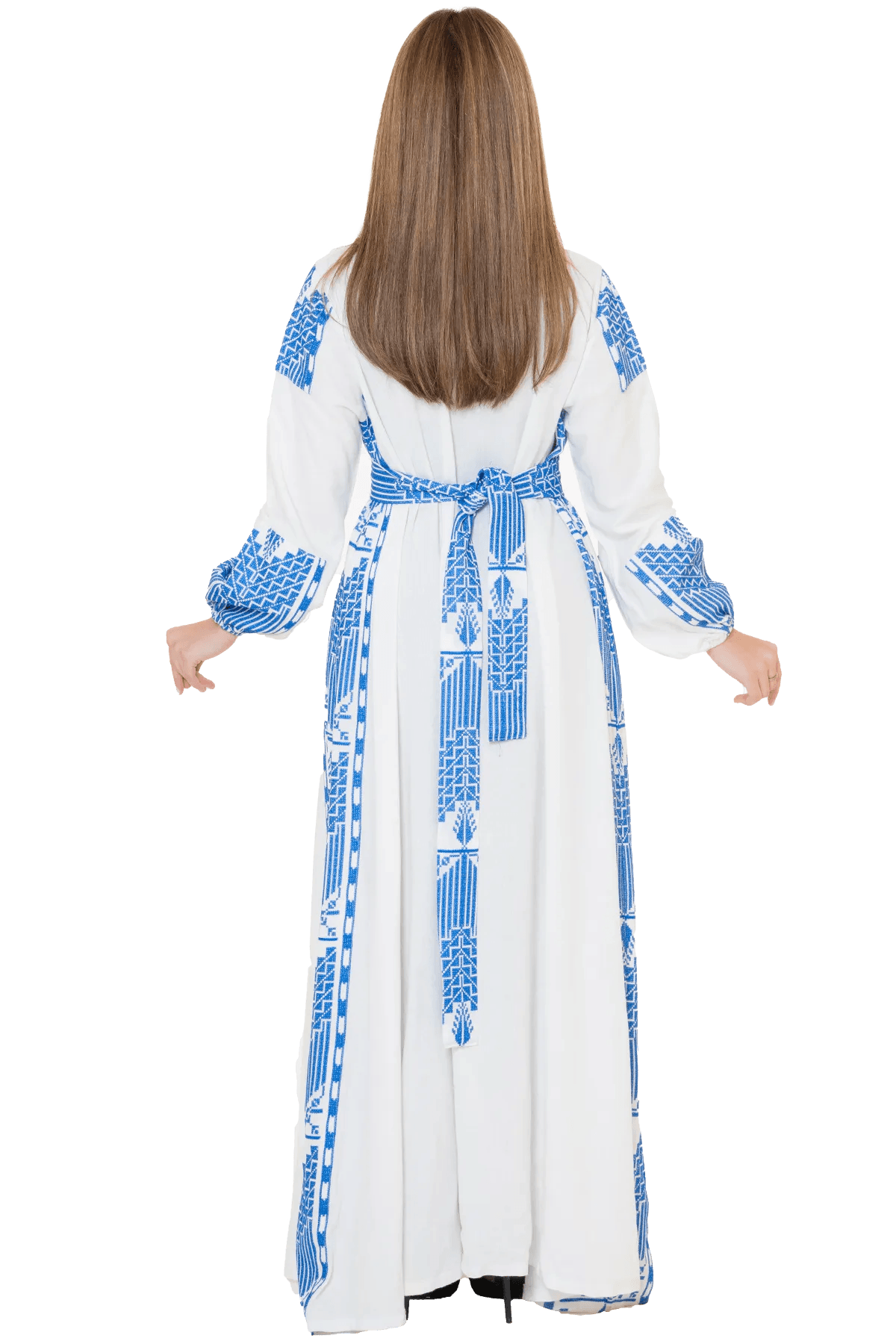 Linen white & blue bisht