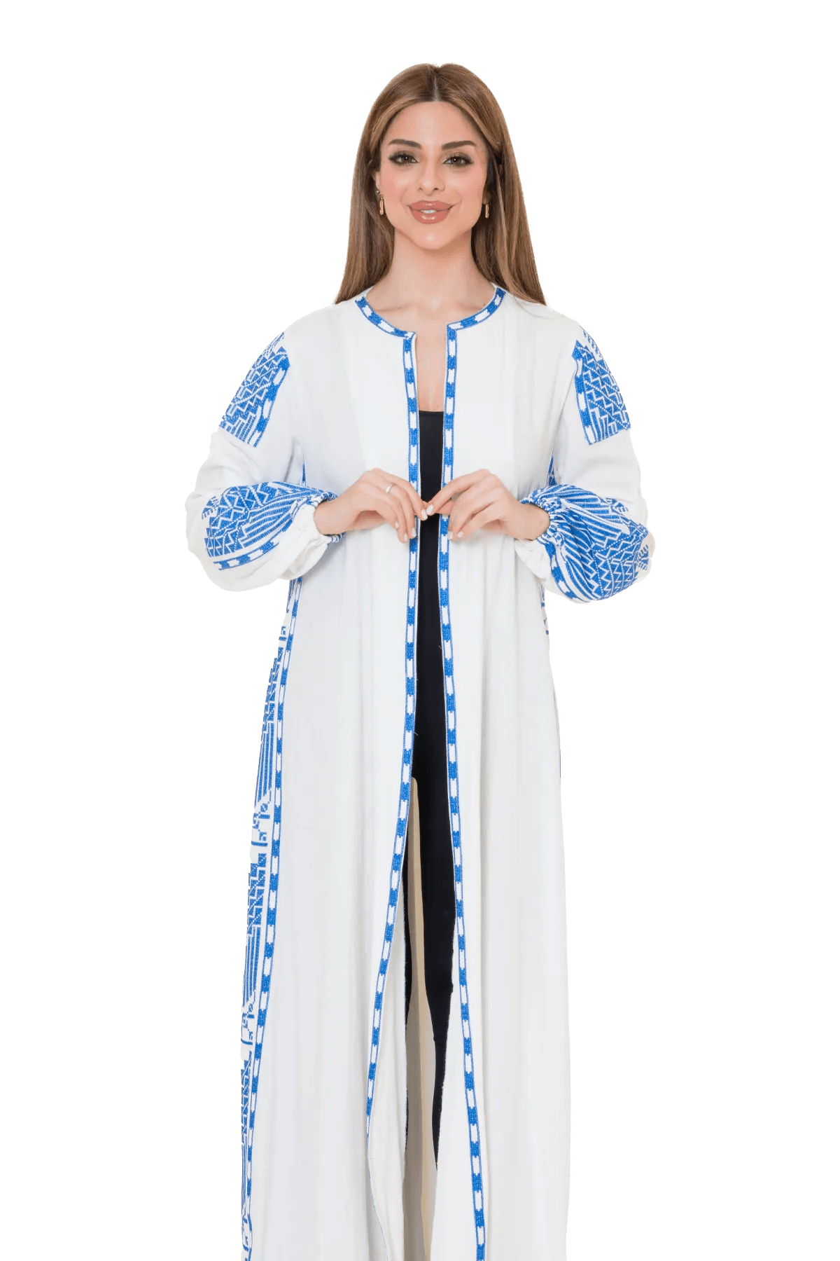 Linen white & blue bisht