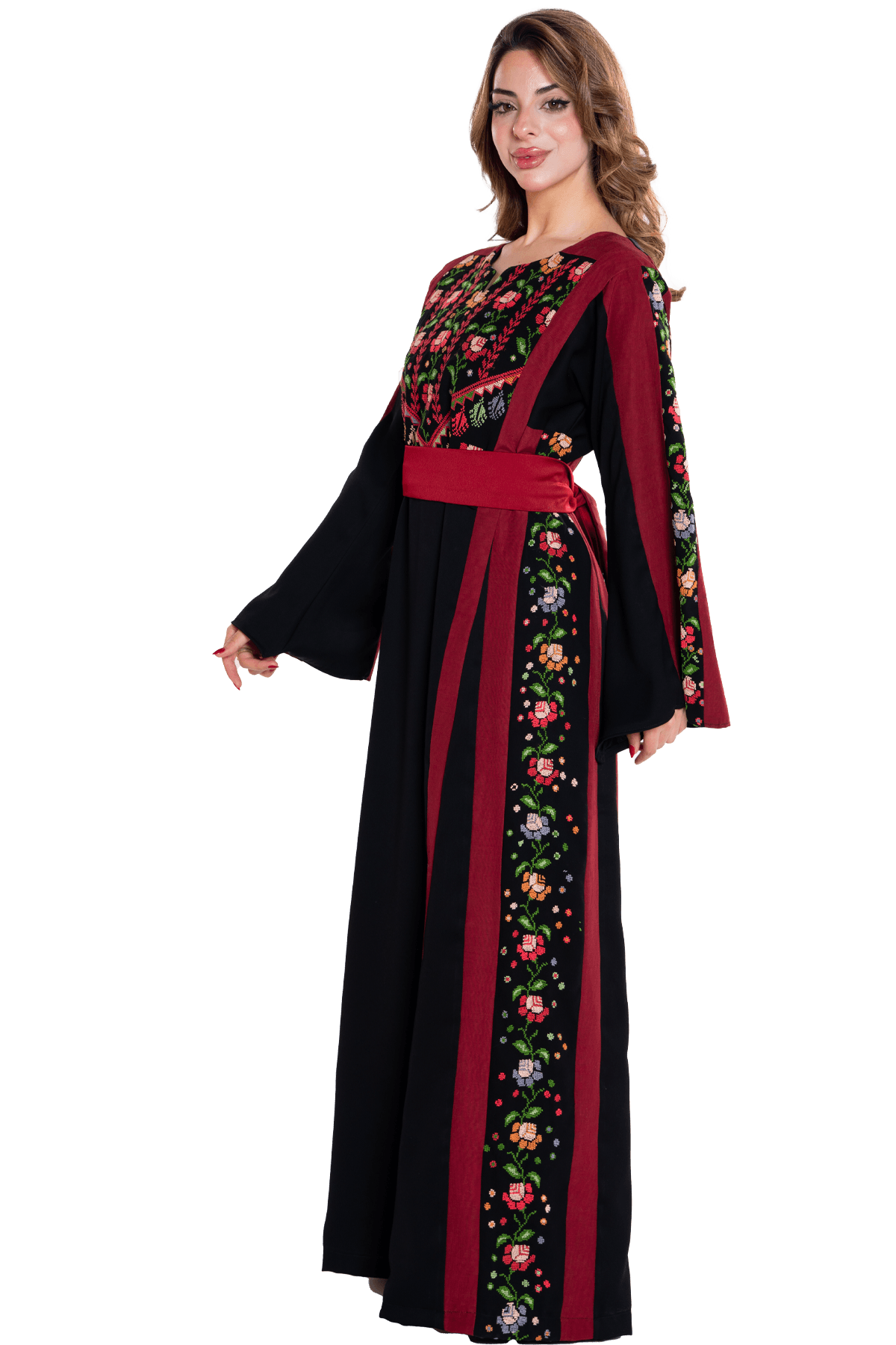 Rose hand-stitched Thoub