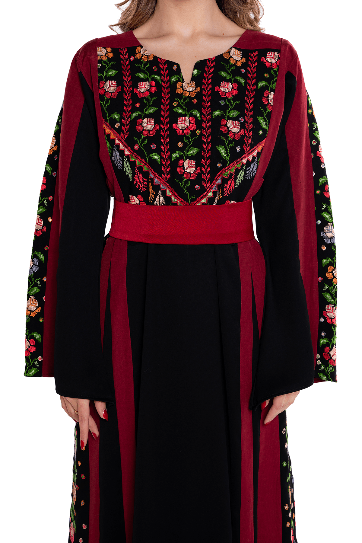 Rose hand-stitched Thoub